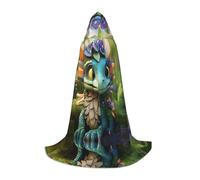 WBQLSL Simpatico drago stampato piccolo mantello con cappuccio, costume, costume per adolescenti, decorazione per feste, taglie S/M/L