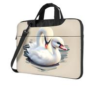WBQLSL Simpatico piccolo cigno stampa borsa a tracolla per computer portatile e valigetta, facile da trasportare per viaggi di lavoro e lavoro, Nero , 15.6 inch