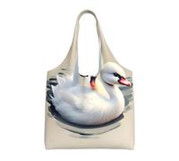 WBQLSL Simpatico piccolo cigno stampato borsa in tela adatta per borse della spesa, borse da donna alla moda