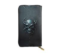 WBQLSL Skull Spider goccia d'acqua Pochette lunga in pelle con portamonete con cerniera e 12 scomparti per carte di credito, portafoglio per contanti da viaggio leggero