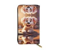 WBQLSL Smiling Puppy Pochette lunga in pelle con portamonete con cerniera e 12 scomparti per carte di credito, portafoglio per contanti da viaggio leggero