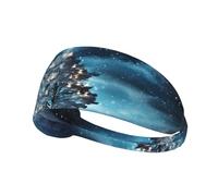 WBQLSL Snowy Night Christmas Tree Sports - Fascia tergisudore, traspirante, corsa, ciclismo, yoga, fitness, sport