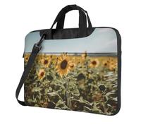 WBQLSL Splendida borsa a tracolla per computer portatile con stampa di girasole, facile da trasportare per viaggi di lavoro e lavoro, Nero , 15.6 inch