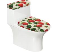WBQLSL Stampe gustose fragole Due pezzi coperchio del water elastico e coperchio del serbatoio dell'acqua set copertura antipolvere decorazione WC