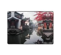 WBQLSL Tappetino in flanella con stampa di città acquatica in stile Gangnam, 203 x 147 cm, per camera da letto, comfort di lusso