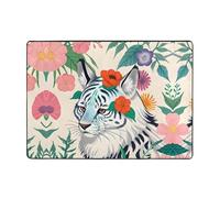 WBQLSL Tappetino in flanella con stampa tigre bianca, 203 x 147 cm, per camera da letto, comfort di lusso