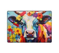 WBQLSL Tappeto morbido e soffice con mucche con ghirlande, 203,2 x 147,3 cm, adatto per soggiorno, ufficio, balcone, comodino, tavolino da caffè