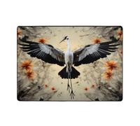 WBQLSL Tappeto morbido e soffice con stampa di gru che mostra il volo, 203,2 x 147,3 cm, adatto per soggiorno, ufficio, balcone, comodino, tavolino da caffè