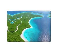 WBQLSL Tappeto morbido e soffice con stampa di un'isola nell'oceano 203,2 x 147,3 cm, adatto per soggiorno, ufficio, balcone, comodino, tappetino per tavolino da caffè