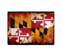 WBQLSL Tappeto vintage in flanella stampata con bandiera del Maryland in legno, 203 x 147 cm, grande comfort