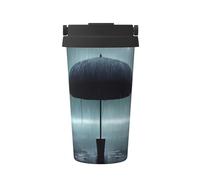 WBQLSL Tazza da caffè con ombrello nero sotto la pioggia stampata portatile isolata, ideale sia per auto che per ufficio, ideale per gli amanti del caffè