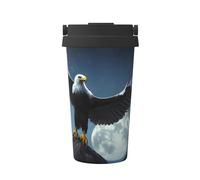 WBQLSL Tazza da caffè isolata portatile stampata con aquila sotto le stelle, ideale sia per auto che per ufficio, ideale per gli amanti del caffè