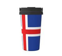 WBQLSL Tazza da caffè isolata portatile stampata con bandiera dell'Islanda, ideale sia per auto che per ufficio, ideale per gli amanti del caffè