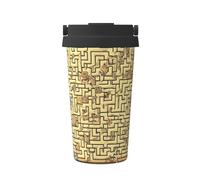 WBQLSL Tazza da caffè isolata portatile stampata con labirinto del tesoro - ideale sia per auto che per ufficio, ideale per gli amanti del caffè