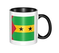 WBQLSL Tazza in ceramica bicolore con bandiera di Sao Tomé e Principe, classica tazza con manico grande, adatta per ufficio e tempo libero, adatta al microonde
