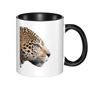 WBQLSL Tazza in ceramica bicolore Jaguar Head, classica tazza con manico grande, adatta per ufficio e tempo libero, adatta al microonde