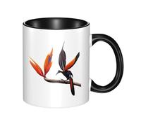 WBQLSL Tazza in ceramica colorata con uccellino del paradiso, tazza classica con manico grande, adatta per ufficio e tempo libero, adatta al microonde