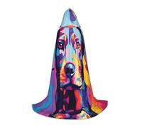 WBQLSL Testa di cane colorata stampata piccola mantella con cappuccio, costume, costume per adolescenti, decorazione per feste, taglie S/M/L