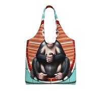 WBQLSL The Silent Monkey - Borsa a tracolla stampata, adatta per borse di tela robuste, borse della spesa, nera, taglia unica