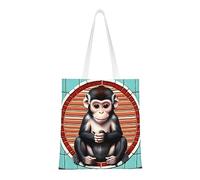 WBQLSL The silent monkey shopping bag, unisex mano tote leggera borsa di tela, adatta per shopping, promozione eventi, viaggi, lavoro, borsa tote riutilizzabile, nero, taglia unica