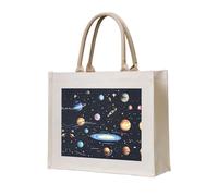 WBQLSL The Solar Family - Borsa in tela stampata | Borsa leggera perfetta per spiaggia, picnic e shopping quotidiano