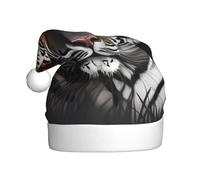 WBQLSL Tiger at rest Cappello di Natale per adulti, alto 40 cm, cappello natalizio in peluche, unisex, cappello decorativo, Babbo Natale, festa di Halloween