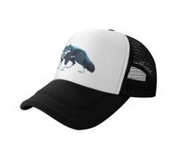 WBQLSL Topo Map Wolf Pack Cappello da baseball nero stampato - Cappello da camionista in rete unisex - Viaggi campeggio sport all'aperto, Nero , L