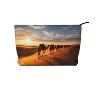 WBQLSL Trousse da viaggio in velluto a coste con motivo "caravan of cammelli", può contenere rossetti, cipria e altri cosmetici, nero, taglia unica