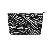 WBQLSL Trousse in velluto a coste con linee bianche e nere, borsa da viaggio, può contenere rossetti, cipria e altri cosmetici