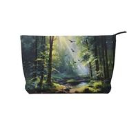 WBQLSL Trousse in velluto a coste con uccelli della foresta, borsa da viaggio, può contenere rossetto, cipria e altri cosmetici