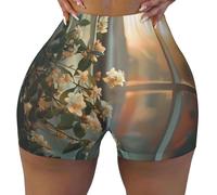 WBQLSL Tutti i pantaloncini sportivi elasticizzati da donna stampati Lights on fire sono adatti per il tempo libero, l'uso quotidiano o abbigliamento sportivo, nero, S