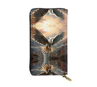 WBQLSL uccello allarga le ali Elegante portafoglio in pelle, 19 x 10,5 cm lungo portamonete con cerniera, comodo portafoglio per contanti da viaggio
