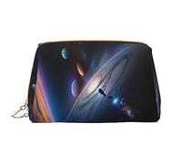 WBQLSL Un affascinante universo borsa per il trucco in pelle, borsa portatile di grande capacità per il trucco, borsa da viaggio a mano con borsa per il trucco tascabile