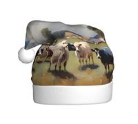 WBQLSL Una grande fattoria Cappello di Babbo Natale stampato, cappello decorativo per feste di Capodanno, decorazione scenica scenica per foto