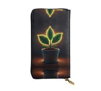 WBQLSL Una pochette lunga in pelle con motivo a pianta luminosa con portamonete con cerniera e 12 scomparti per carte di credito, portafoglio per contanti da viaggio leggero