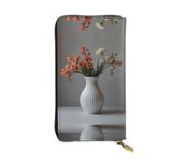 WBQLSL vaso in seta Pochette lunga in pelle con portamonete con cerniera e 12 scomparti per carte di credito, portafoglio per contanti da viaggio leggero