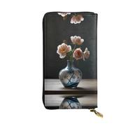 WBQLSL Vaso realistico Pochette lunga in pelle con portamonete con cerniera e 12 scomparti per carte di credito, portafoglio per contanti da viaggio leggero