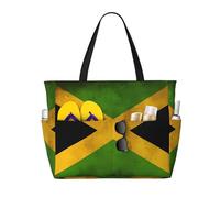 WBQLSL Vecchia borsa da viaggio della spiaggia del modello della bandiera giamaicana per la palestra/piscina/supermercato shopping/breve viaggio