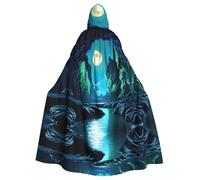 WBQLSL Water Moon Cave Halloween mantello con cappuccio mantello rave party costume (lunghezza 147 cm/altezza cappuccio 38 cm)