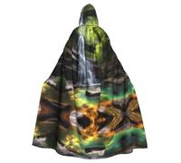 WBQLSL Waterfall Views - Mantello per Halloween, con cappuccio, per rave party (lunghezza 147 cm, altezza cappuccio 38 cm)