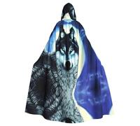 WBQLSL Wolf Under Moon - Mantello con cappuccio stampato