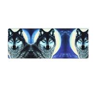 WBQLSL wolf under moon - Tappetino per mouse e tastiera stampato, 30 x 80 cm, perfetto per giochi e ufficio
