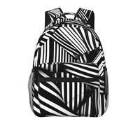 WBQLSL Zaino casual con linee geometriche bianche e nere, zaino per computer portatile, per viaggi, escursionismo, campeggio, palestra