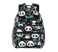 WBQLSL Zaino casual per computer portatile con simpatico volto di panda, per viaggi, escursioni, campeggio, palestra