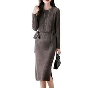 WBRSybUK Abito In Maglia Di Lana 100% Da Donna, Abito In Maglia Midi Con Scollo A Mezza Altezza E Lunghezza Sotto Il Ginocchio For Autunno Inverno(Gray,XX-Large)