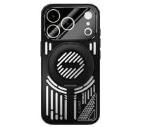 WBRSybUK Custodia Hollow For IPhone 17/17 Air/17 Pro/17 Pro Max, Custodia Sottile Magnetica Con Dissipazione Del Calore E Supporto Girevole Posteriore(Black,17 Pro Max)