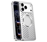 WBRSybUK Metal Case For IPhone 17/17 Air/17 Pro/17 Pro Max, Aviation Aluminum Hollow Magnetic Cool Shell, Heat Dissipation Armor Protection Cover(Silver,17 Air)