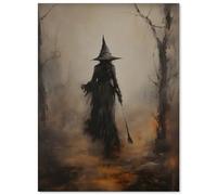 WBSTGUE Poster vintage rustico strega Halloween su tela arte da parete strega nella foresta stampe goth dark mody decorazione da parete per soggiorno camera da letto 30,5 x 40,6 cm senza cornice
