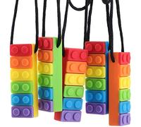 WBTY 5 Pezzi Massaggiagengive per Bambini Collana da Masticare in Mattoni Arcobaleno Massaggiagengive in Silicone per Bambini Giocattolo da Masticare Sensoriale per Autismo (Come
