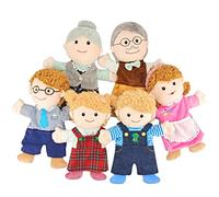 WBTY Set di 6 marionette da mano per nonni, papà, mamma, figlio, figlia, in morbido peluche, membri della famiglia, marionette da dito per famiglia, giocattoli interattivi, storia educativa precoce